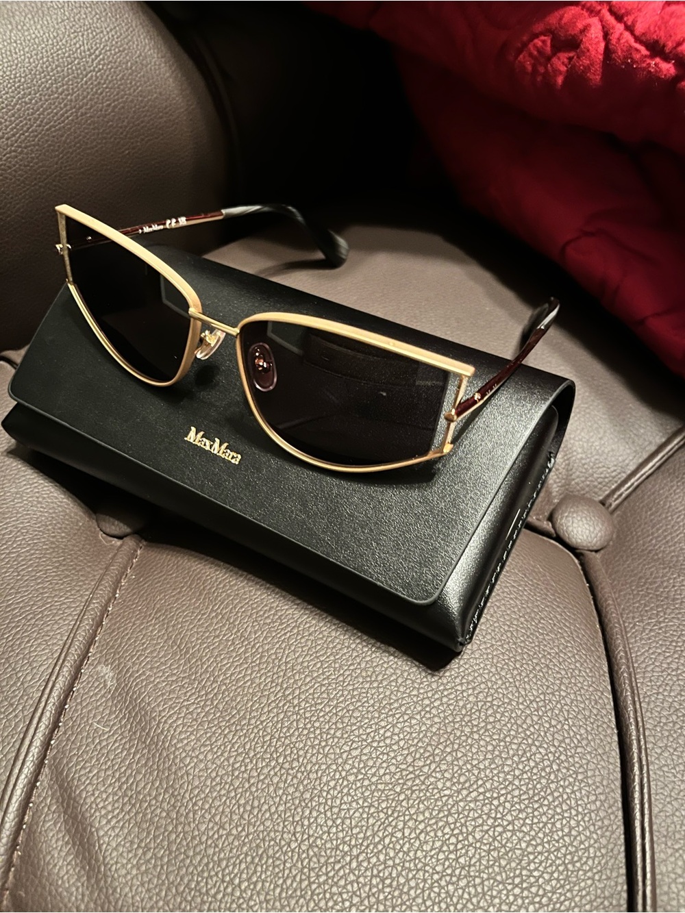 MaxMara MENTON-3 Gold Frame cat eye Sunglasses with Dark Lenses